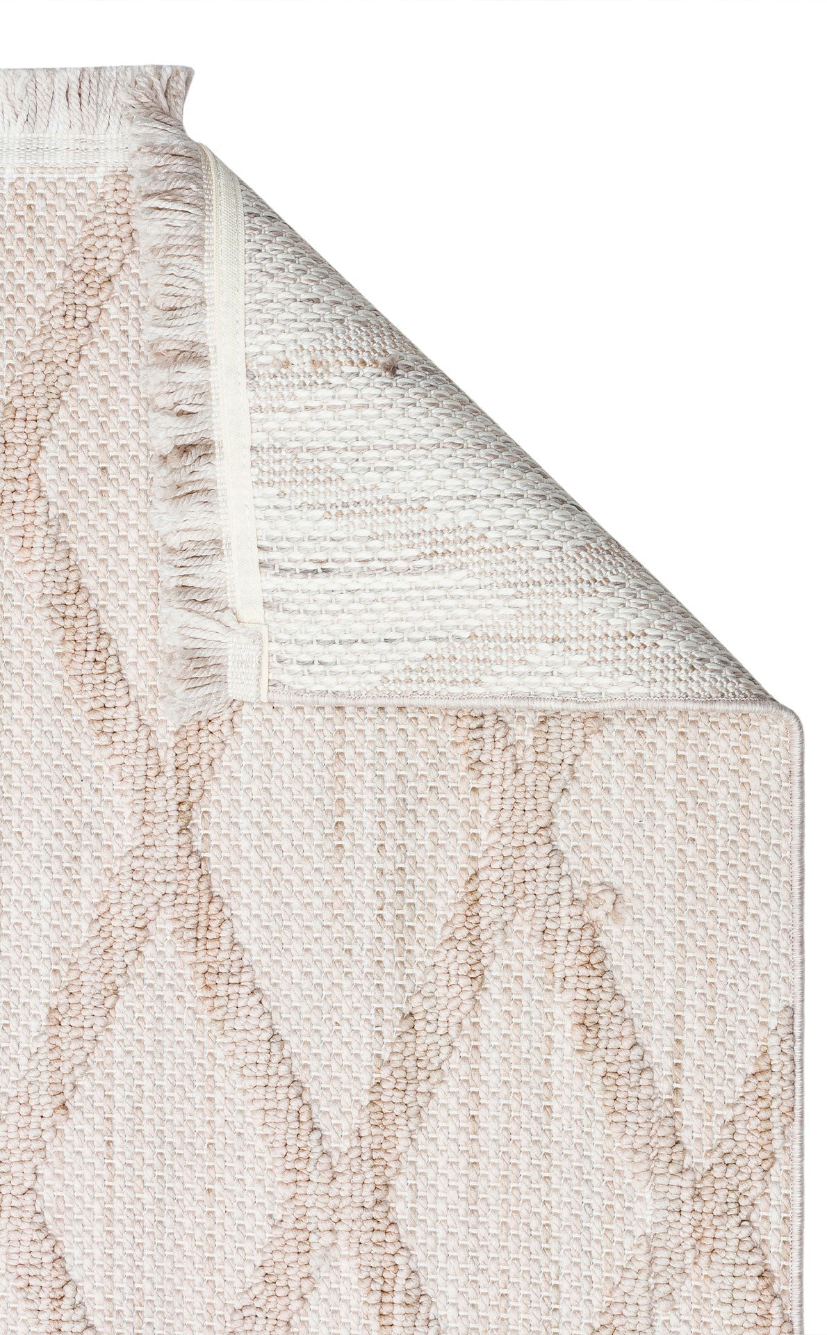 Machine Made Area Rug – Beige Geometric Flatweave Carpet by Eko Rugs