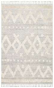 Machine Made Area Rug - Cream Geometric Flatweave Rug With Soft Texture