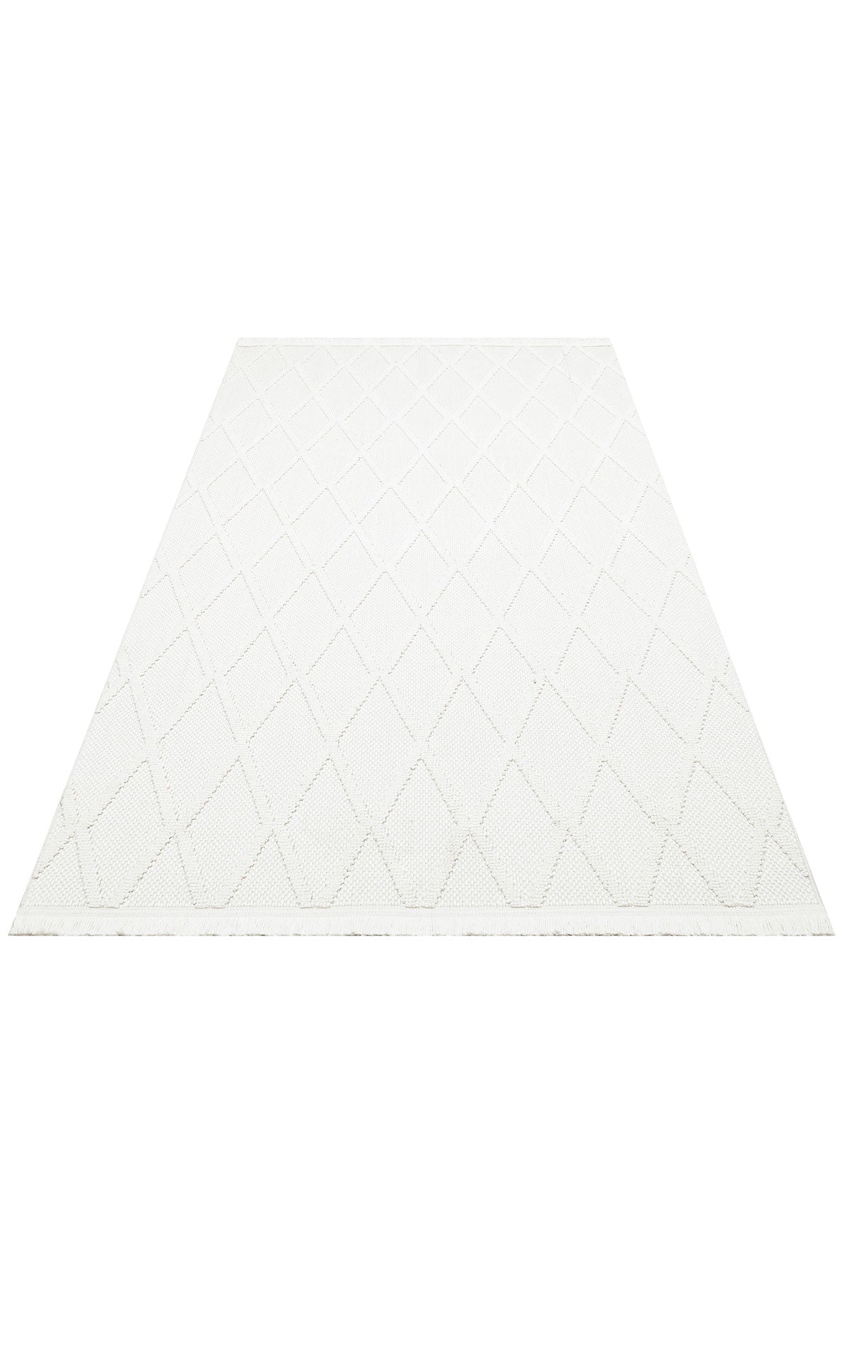 Cream Geometric Area Rug - Machine Made Rug With Soft Texture & Anti Slip