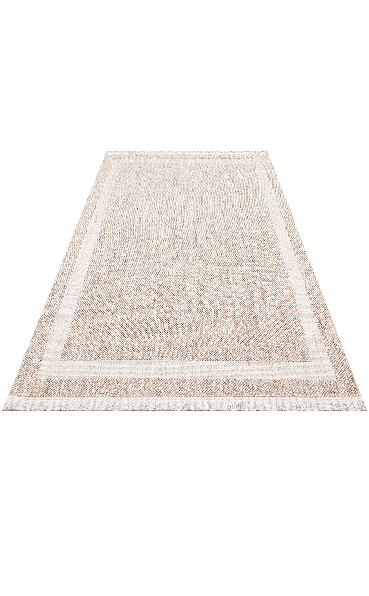 Creamsmunster Beige Frame Machine Made Area Rug