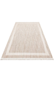 Creamsmunster Beige Frame Machine Made Area Rug