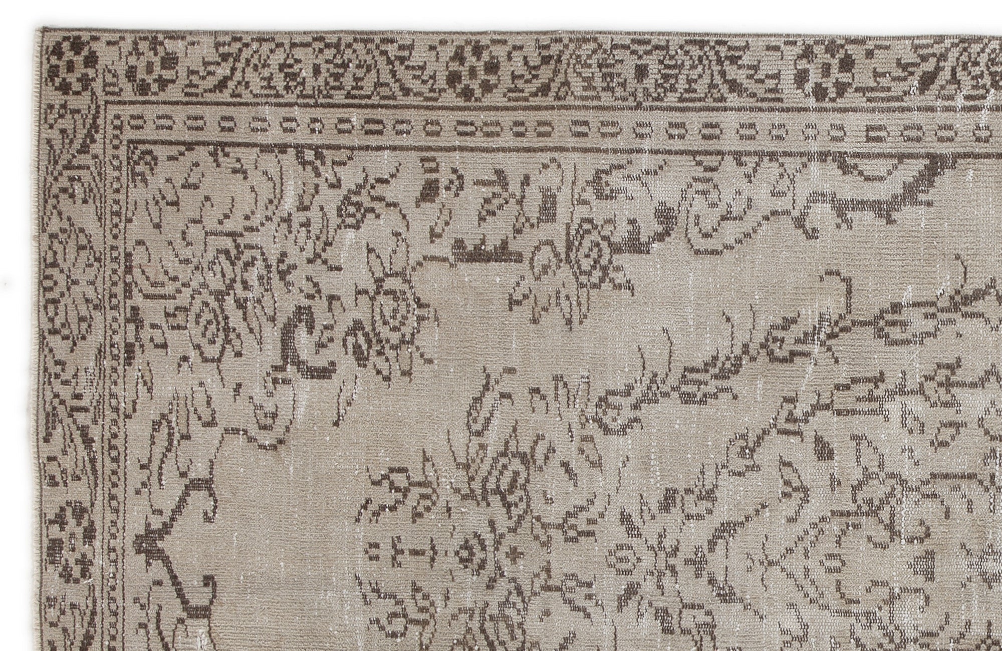 Atina Beige Vintage Wool Handmade Area Rug 4'10" x 8'7"