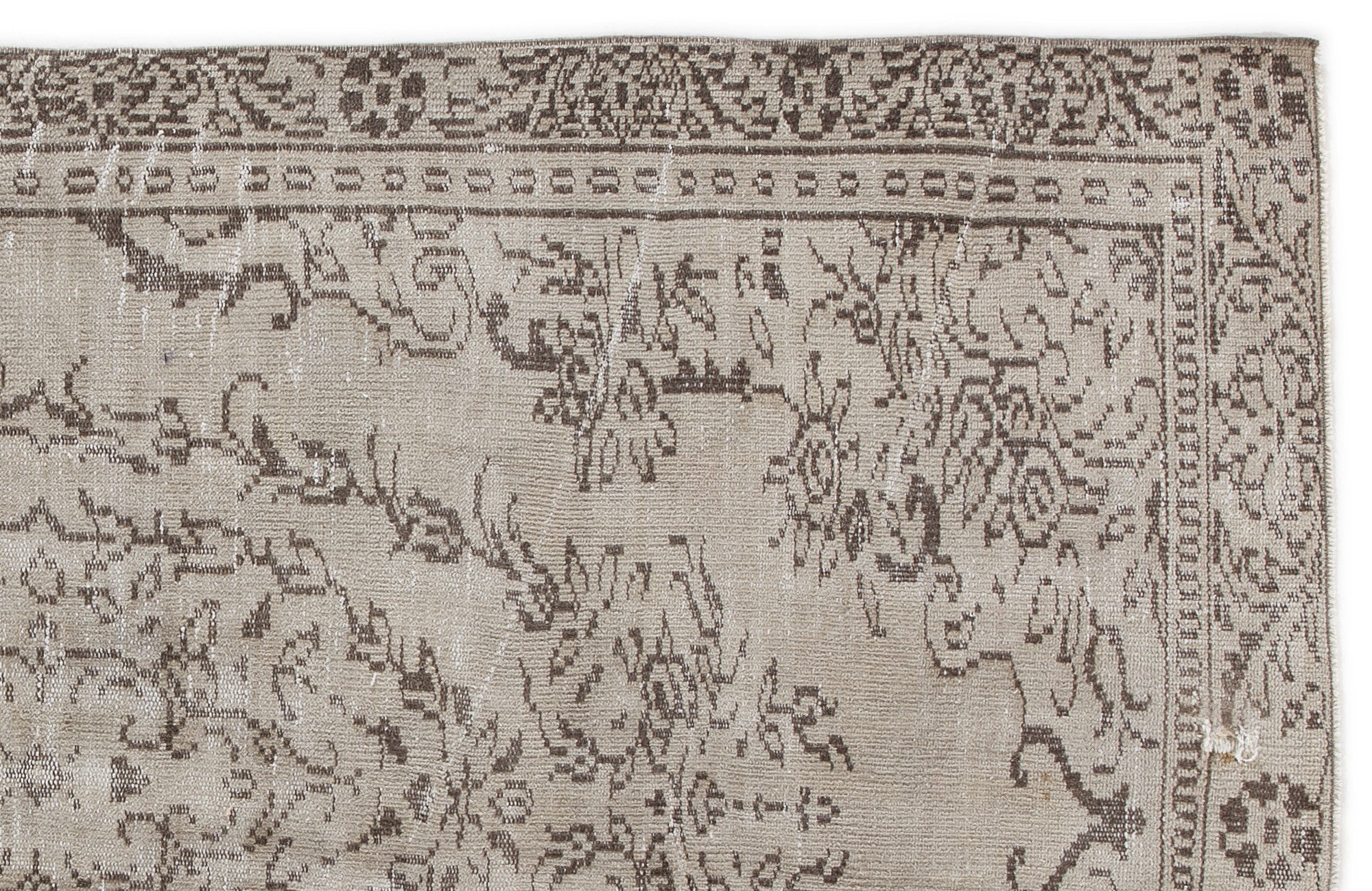 Atina Beige Vintage Wool Handmade Area Rug 4'10" x 8'7"