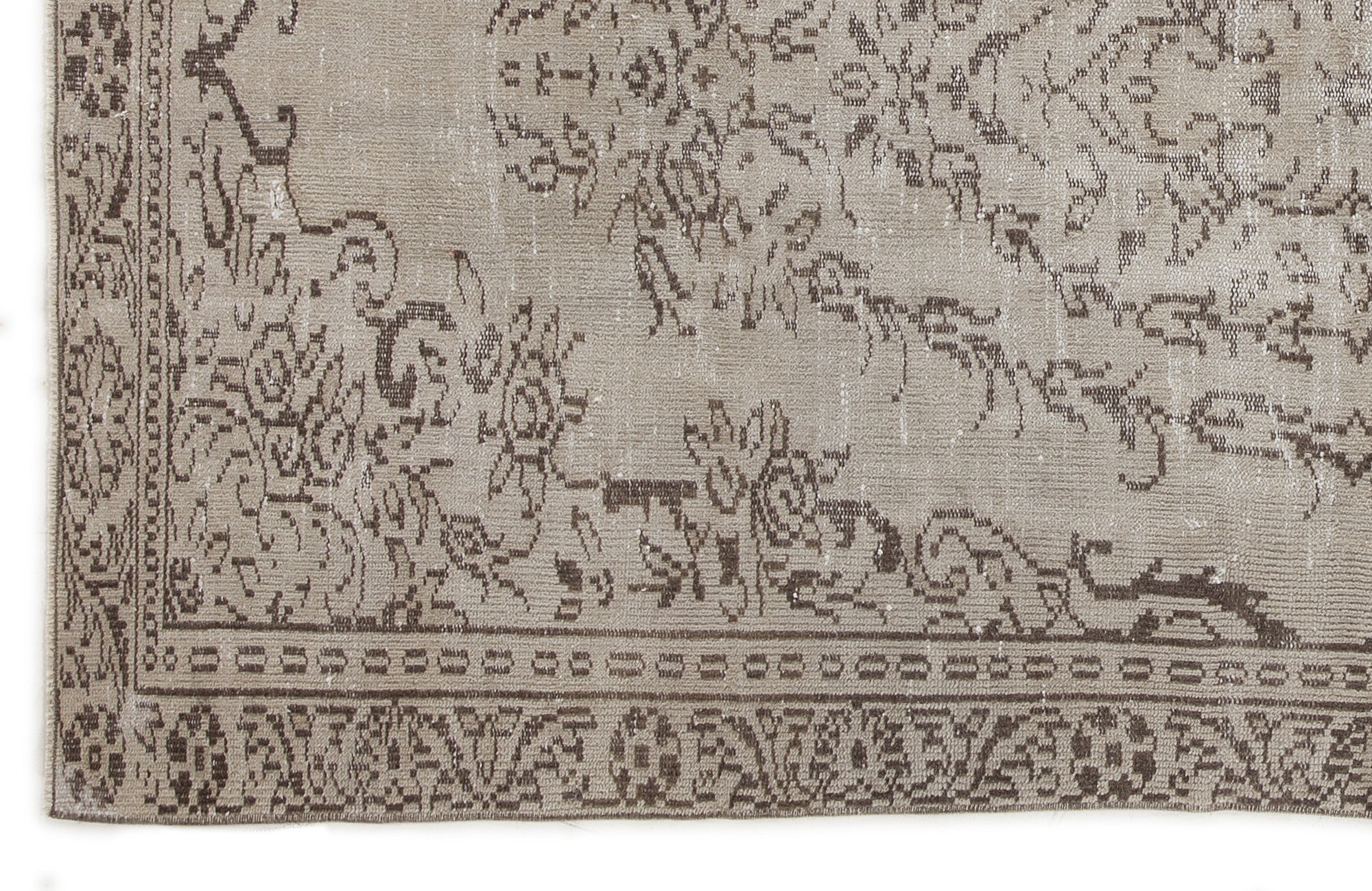 Atina Beige Vintage Wool Handmade Area Rug 4'10" x 8'7"