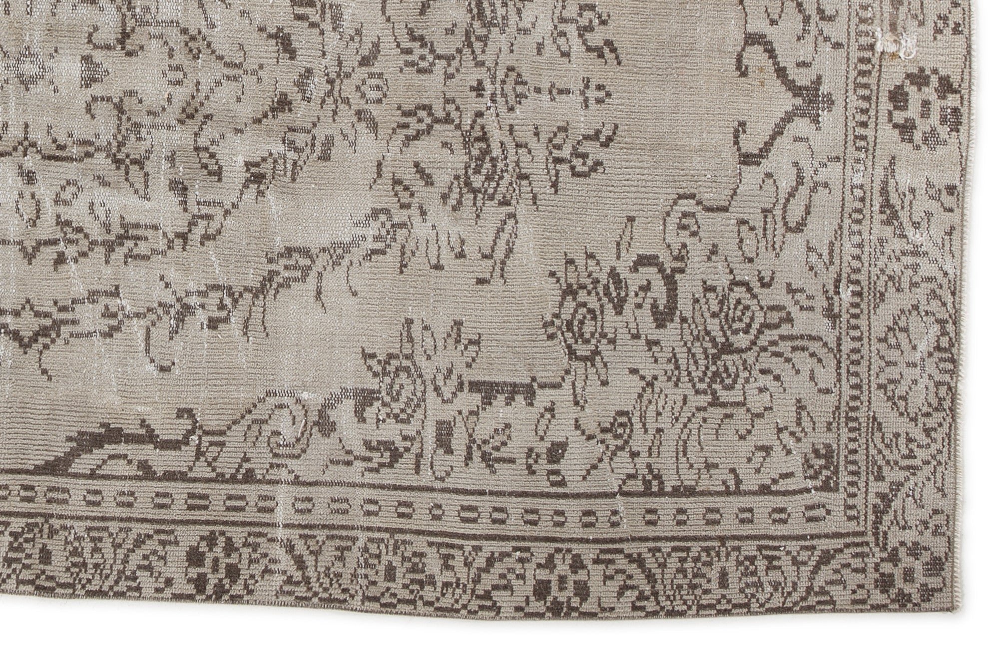 Atina Beige Vintage Wool Handmade Area Rug 4'10" x 8'7"