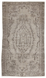 Atina Beige Vintage Wool Handmade Area Rug 4'10" x 8'7"