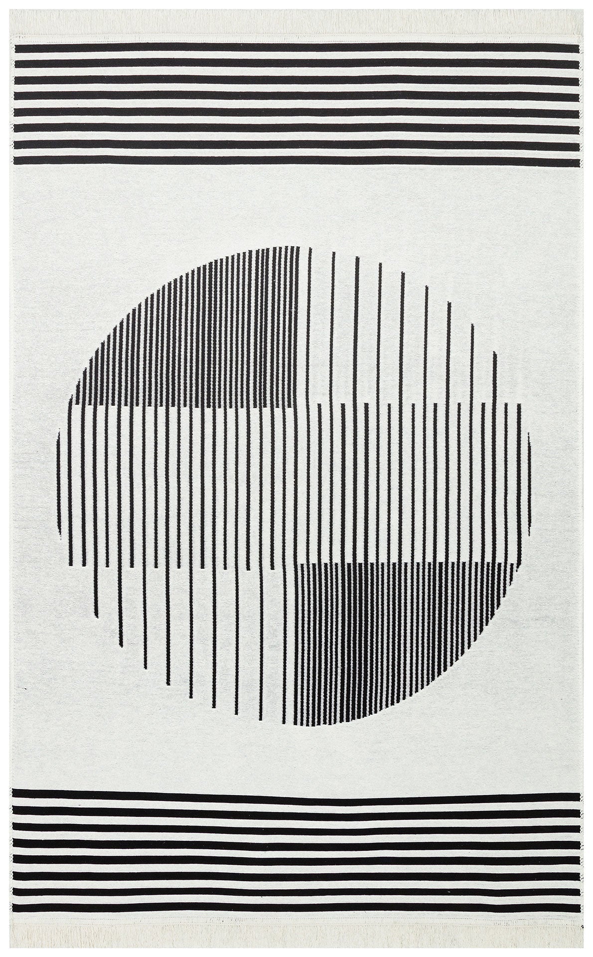 Cotton Kilim Rug | Modern Patterned Flatweave Area Rug - Reversible Cotton Carpet for Living Room