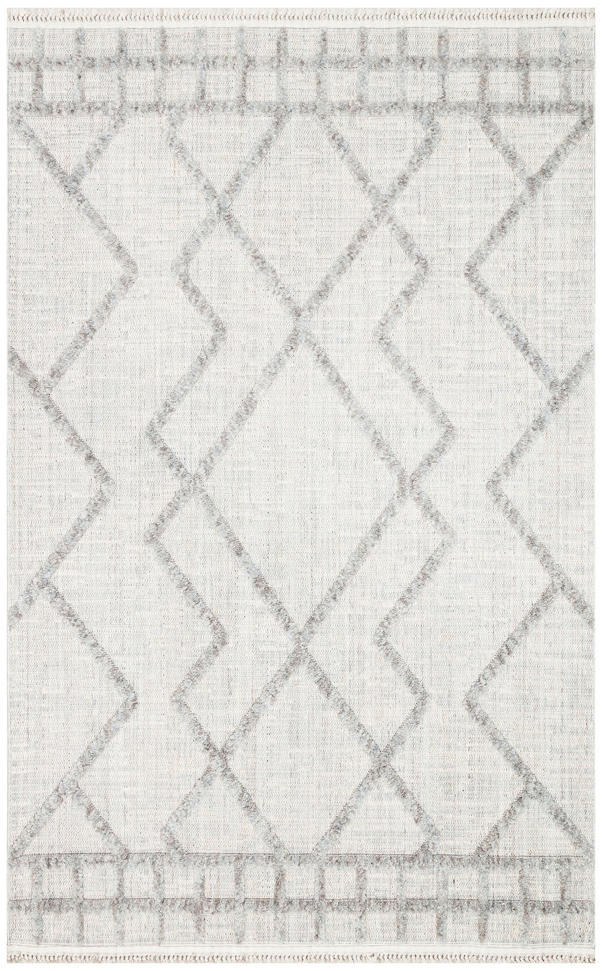 Scandinavian Area Rug – Grey Geometric Rug with Soft Textured Carpet