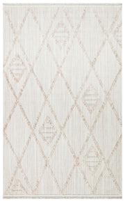 Scandinavian Area Rug – Machine Made Beige Geometric Flatweave Carpet with Soft Texture