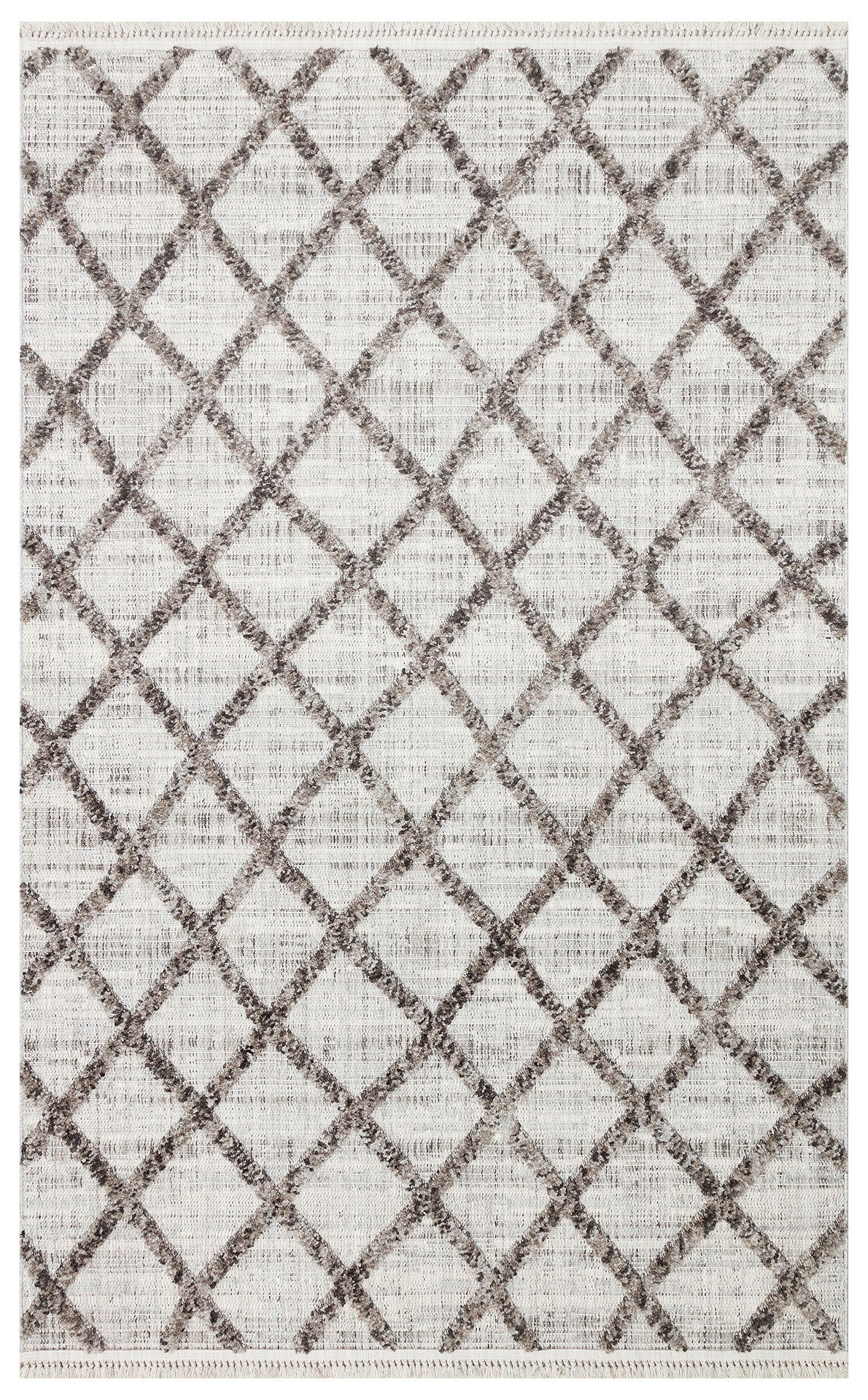 Scandinavian Area Rug - Grey Geometric Machine Made Rug with Non Slip Flatweave