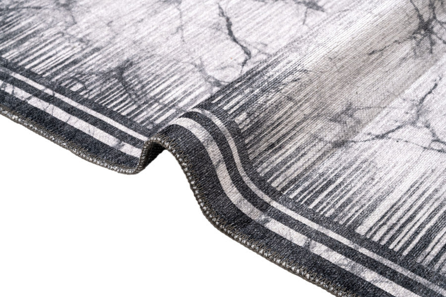 Grey Marble Area Rug - Cotton Chenille Digital Print Carpet With Non Slip Backing