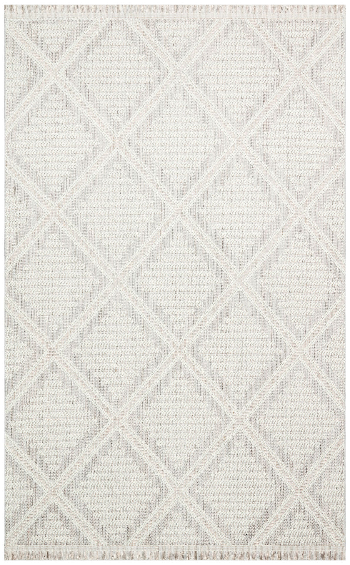 Grey Geometric Area Rug – Machine Made Rug With Antislip Flatweave Design