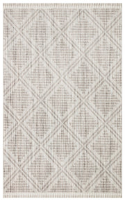 Grey Geometric Area Rug - Machine Made Rug With Soft Texture & Easy Clean