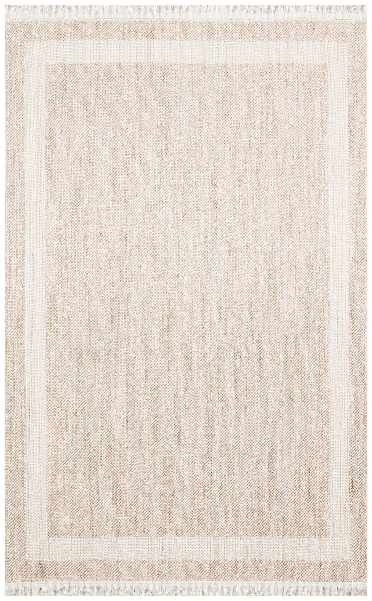 Creamsmunster Beige Frame Machine Made Area Rug