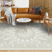 Classic Viscose Area Rug - Machine Made Cream Rug with 7mm Pile Height & High Stitch Density