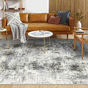 Modern Viscose Area Rug - Beige Machine Made Rug with 7mm Pile Height & Anti Slip
