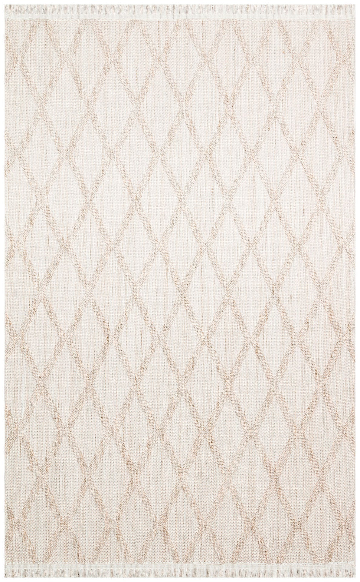 Machine Made Area Rug - Beige Geometric Design | Non Slip, Easy Clean Carpet