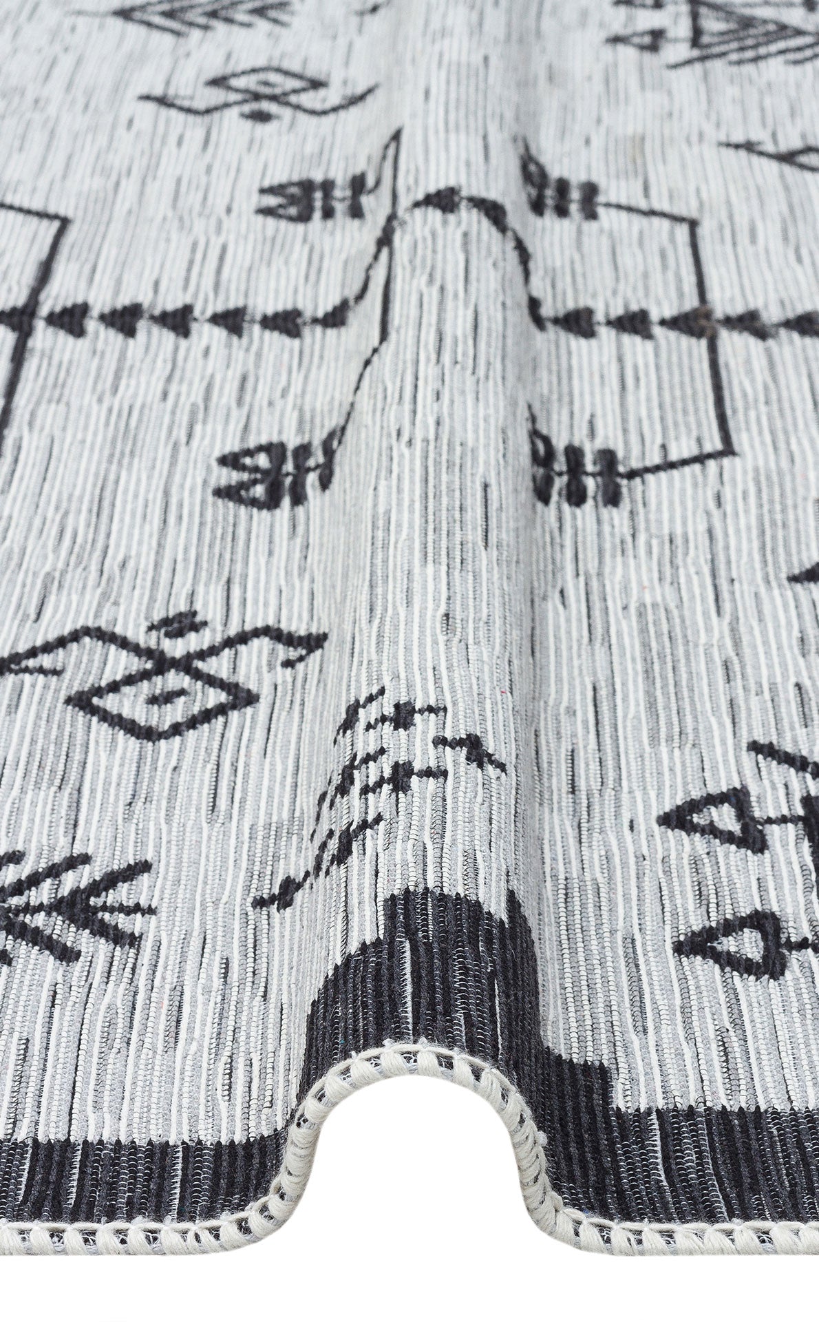 Cotton Kilim Rug - Grey Classic Woven Double Sided Washable Area Rug