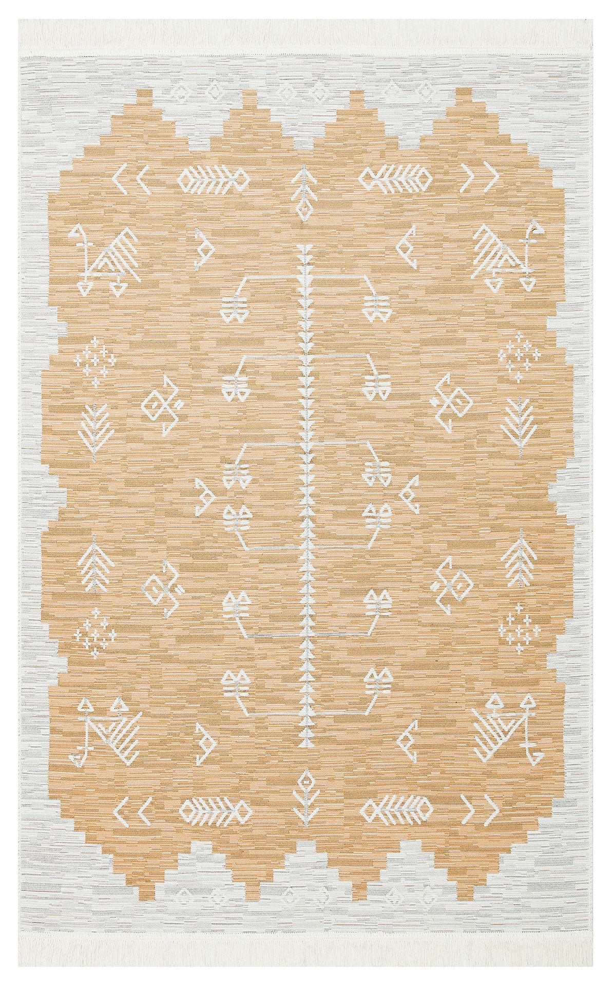 Yellow Geometric Kilim - Cotton Kilim Rug | Washable Double Sided Woven Rug