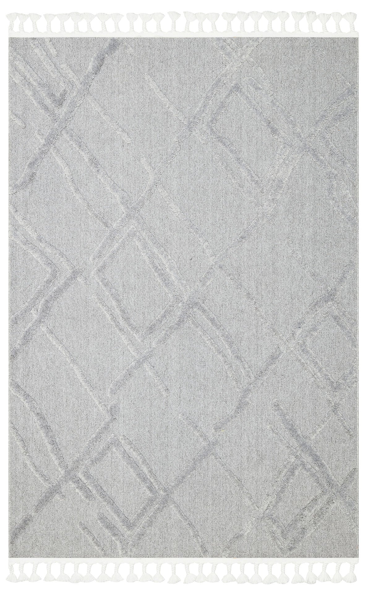 Scandinavian Geometric Rug – Grey Area Rug | Modern No Pile Carpet, Soft Textured