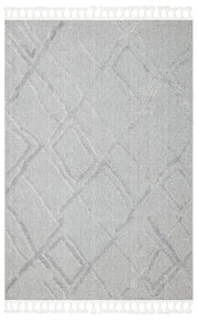 Scandinavian Geometric Rug – Grey Area Rug | Modern No Pile Carpet, Soft Textured