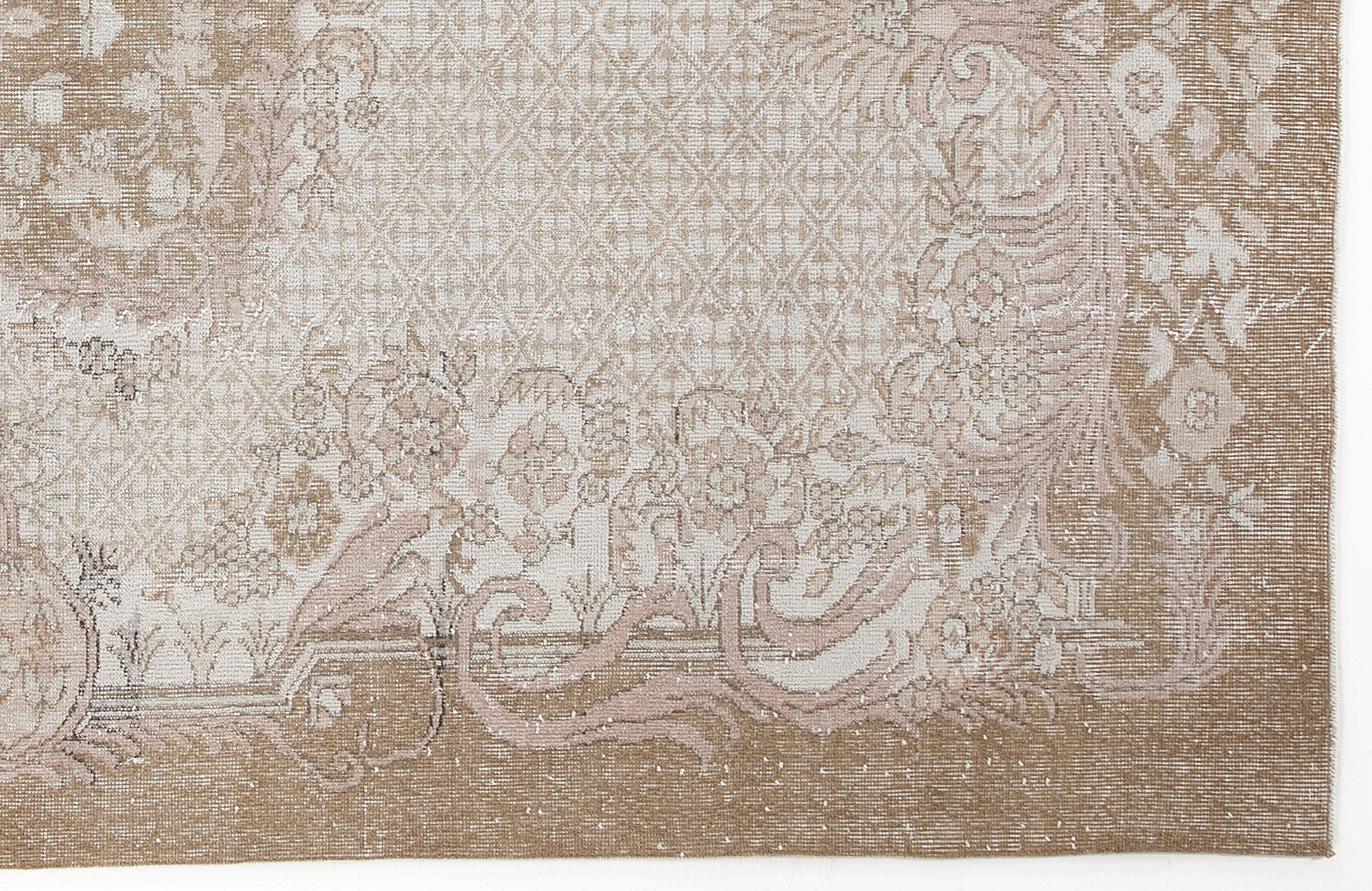 Atina Beige Vintage Wool Handmade Area Rug 6'3" x 10'7"