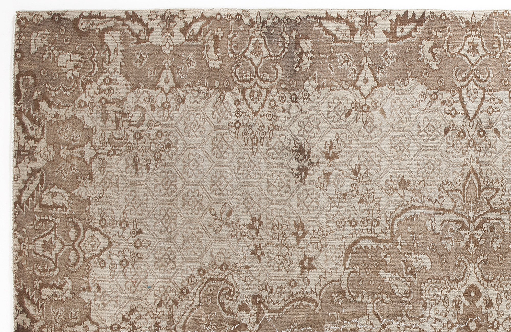 Atina Beige Vintage Wool Handmade Area Rug 6'6" x 9'8"