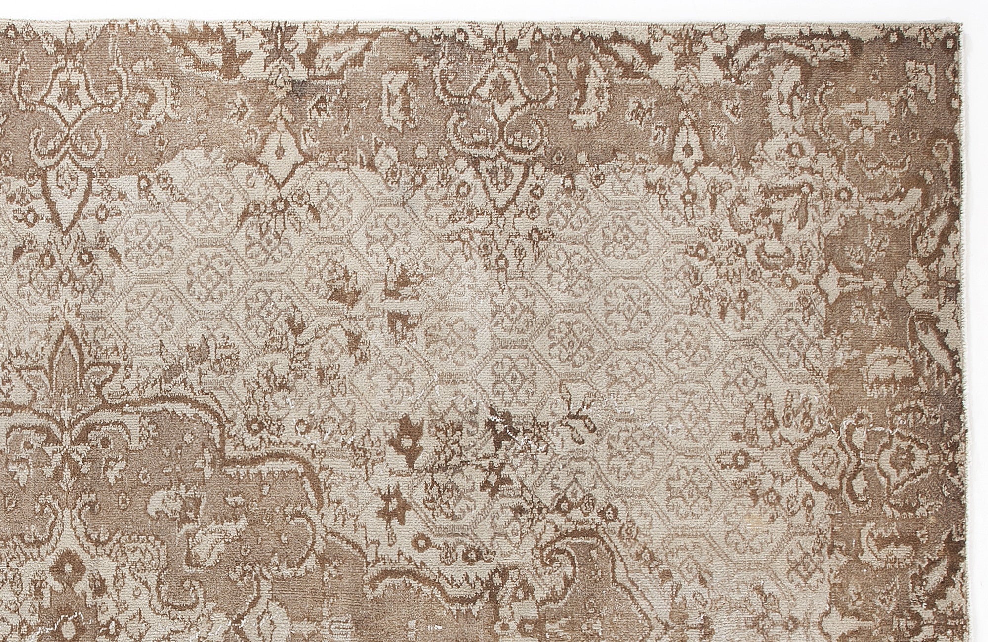Atina Beige Vintage Wool Handmade Area Rug 6'6" x 9'8"