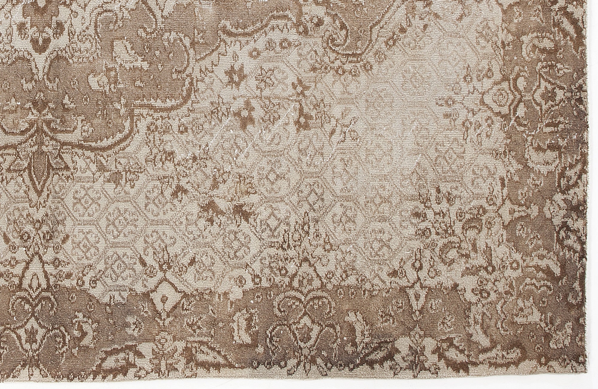 Atina Beige Vintage Wool Handmade Area Rug 6'6" x 9'8"