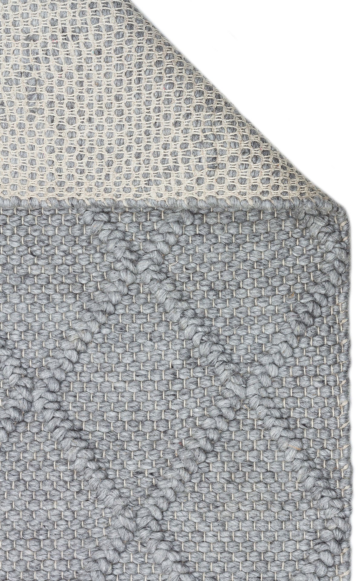 Hand-Knitted Rug - Grey Geometric Flatweave Carpet with Soft Texture