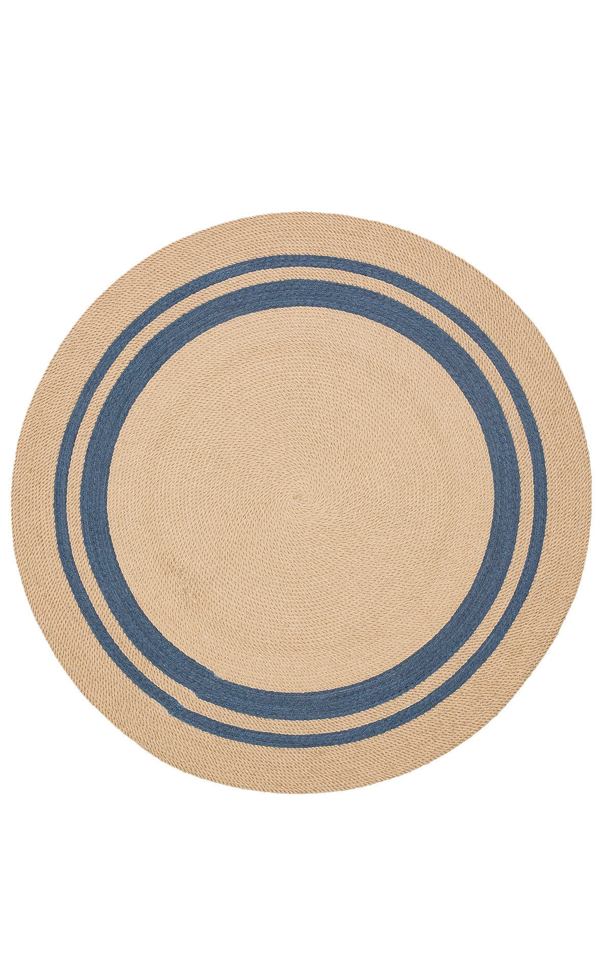 Round Jute Rug - Beige Cotton Geometric Flatweave Soft Texture Carpet