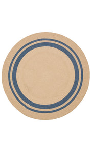Round Jute Rug - Beige Cotton Geometric Flatweave Soft Texture Carpet