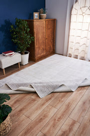 Modern Bamboo Area Rug – Grey Machine Made Rug for Living Room & Kitchen