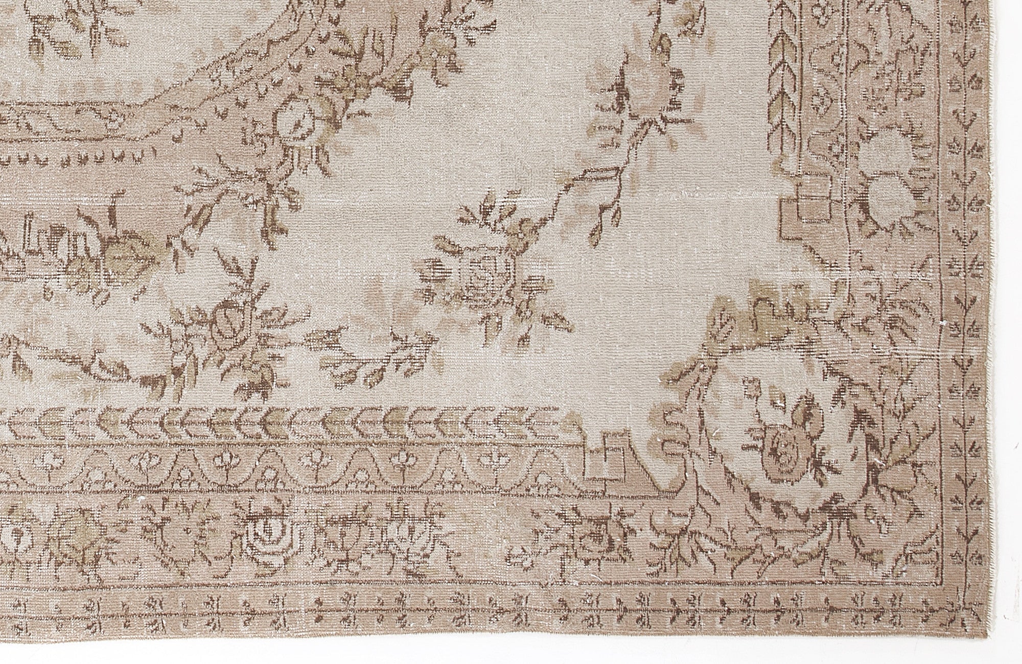 Atina Beige Vintage Wool Handmade Area Rug 6'4" x 9'5"