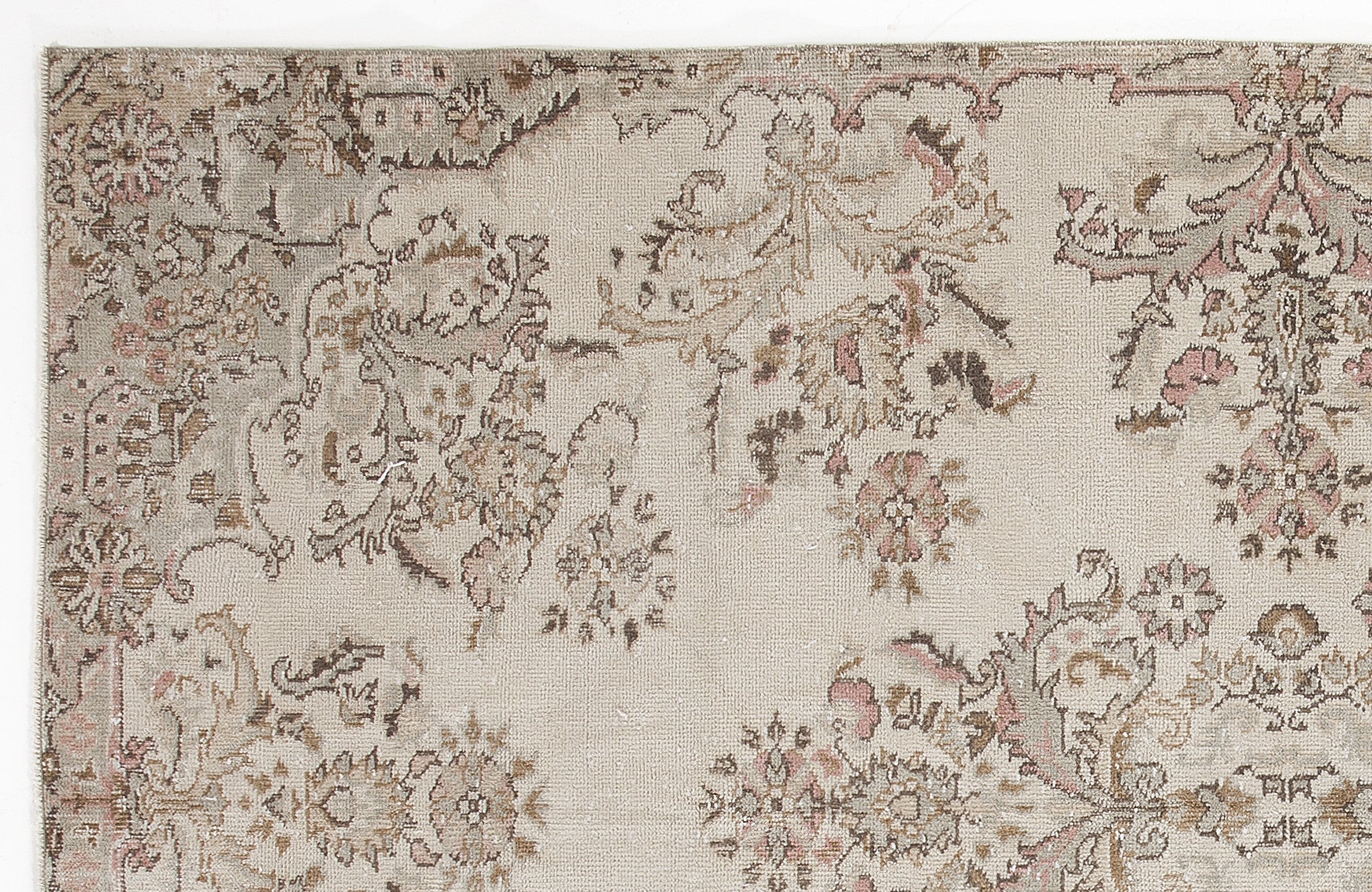 Atina Beige Vintage Wool Handmade Area Rug 6'2" x 9'4"