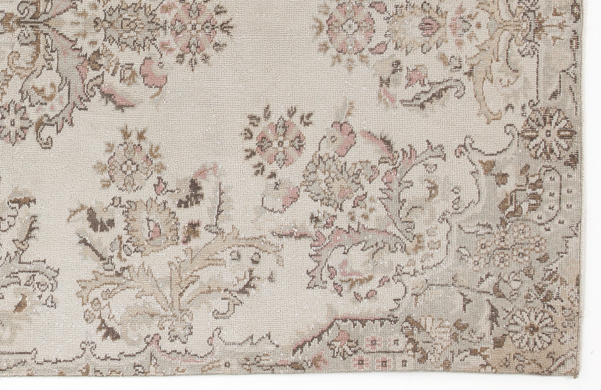 Atina Beige Vintage Wool Handmade Area Rug 6'2" x 9'4"