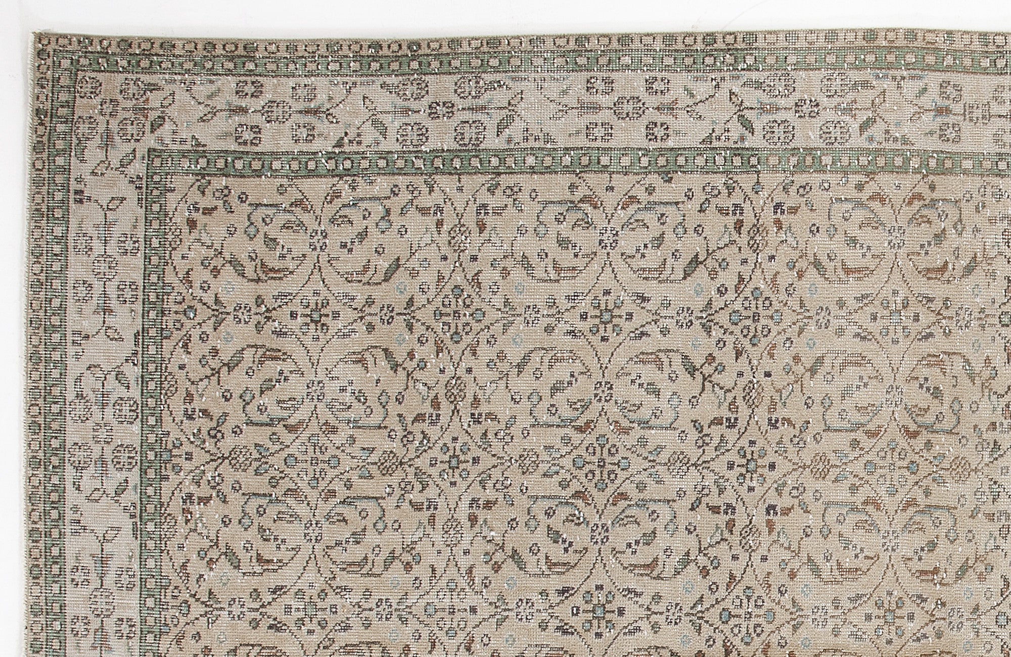 Atina Beige Vintage Wool Handmade Area Rug 6'0" x 9'10"