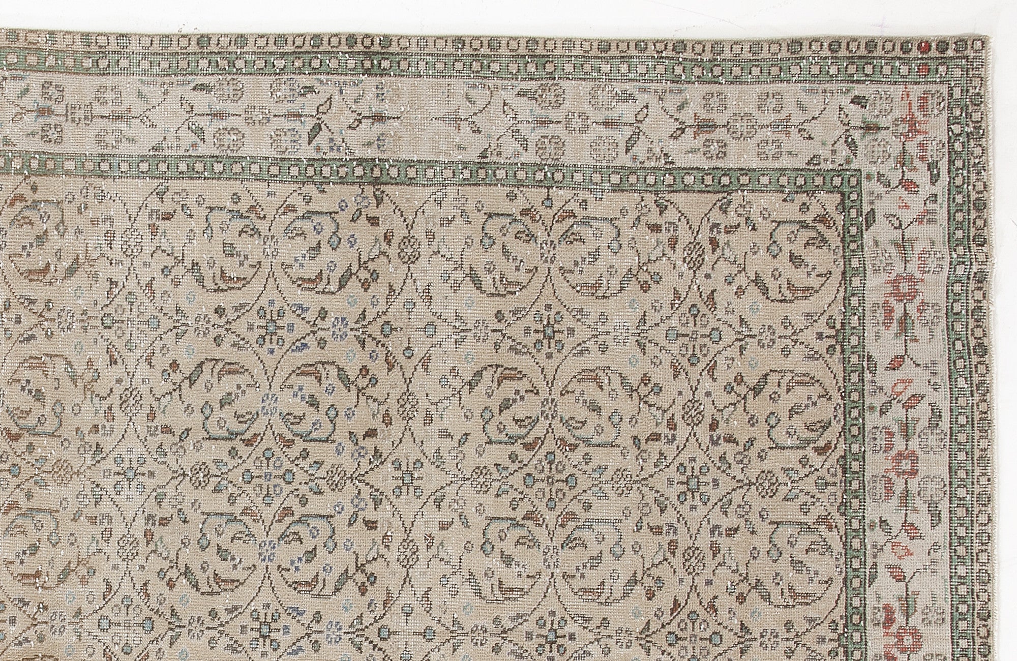 Atina Beige Vintage Wool Handmade Area Rug 6'0" x 9'10"