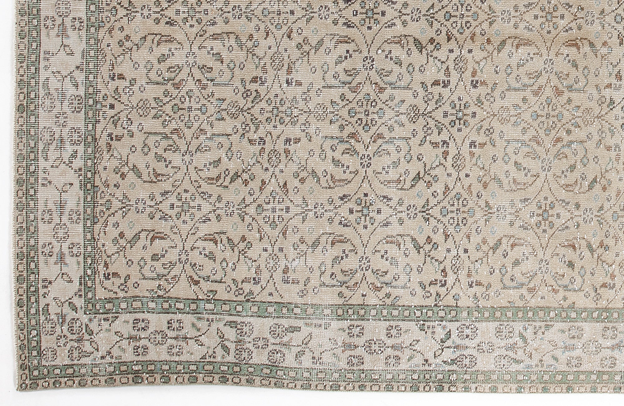 Atina Beige Vintage Wool Handmade Area Rug 6'0" x 9'10"