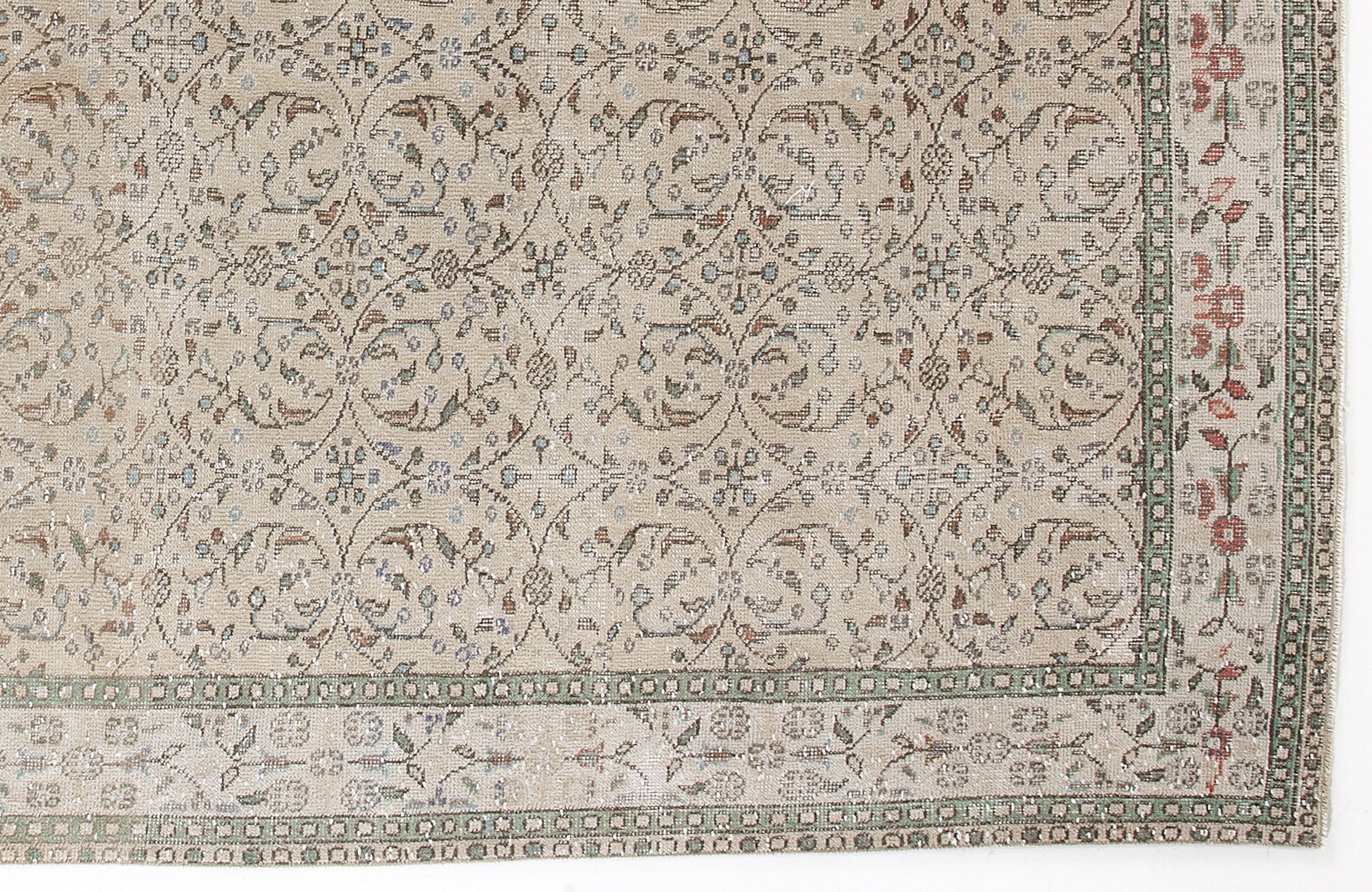 Atina Beige Vintage Wool Handmade Area Rug 6'0" x 9'10"