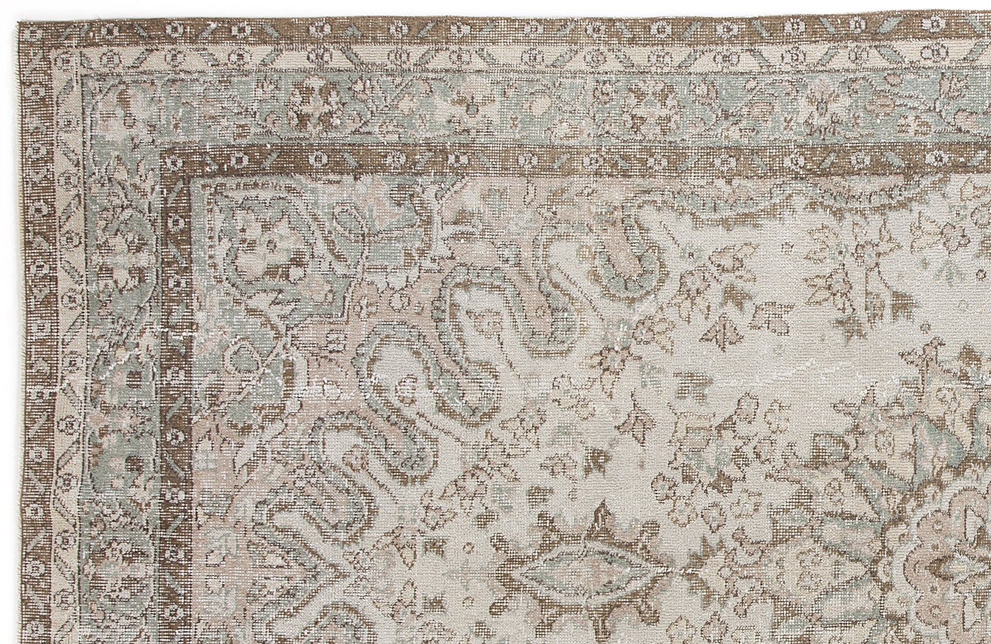 Atina Beige Vintage Wool Handmade Area Rug 5'8" x 10'4"