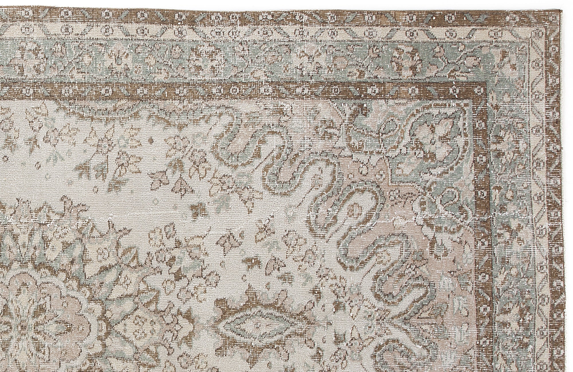 Atina Beige Vintage Wool Handmade Area Rug 5'8" x 10'4"