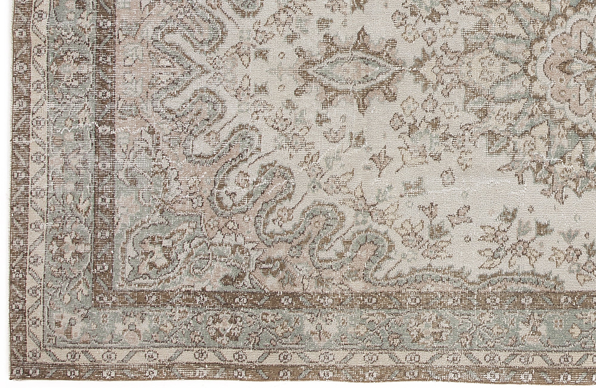 Atina Beige Vintage Wool Handmade Area Rug 5'8" x 10'4"