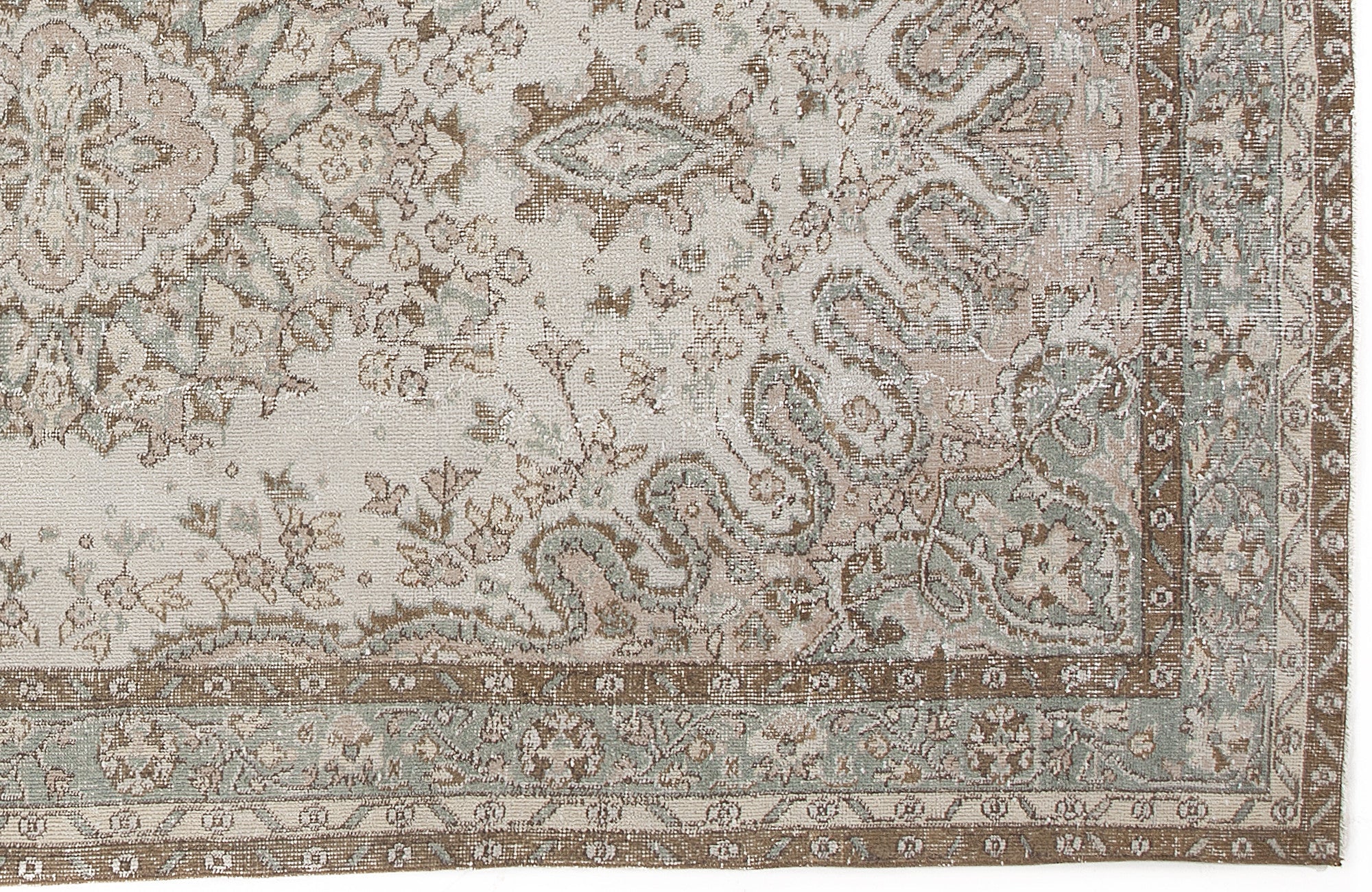Atina Beige Vintage Wool Handmade Area Rug 5'8" x 10'4"