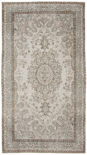 Atina Beige Vintage Wool Handmade Area Rug 5'8" x 10'4"