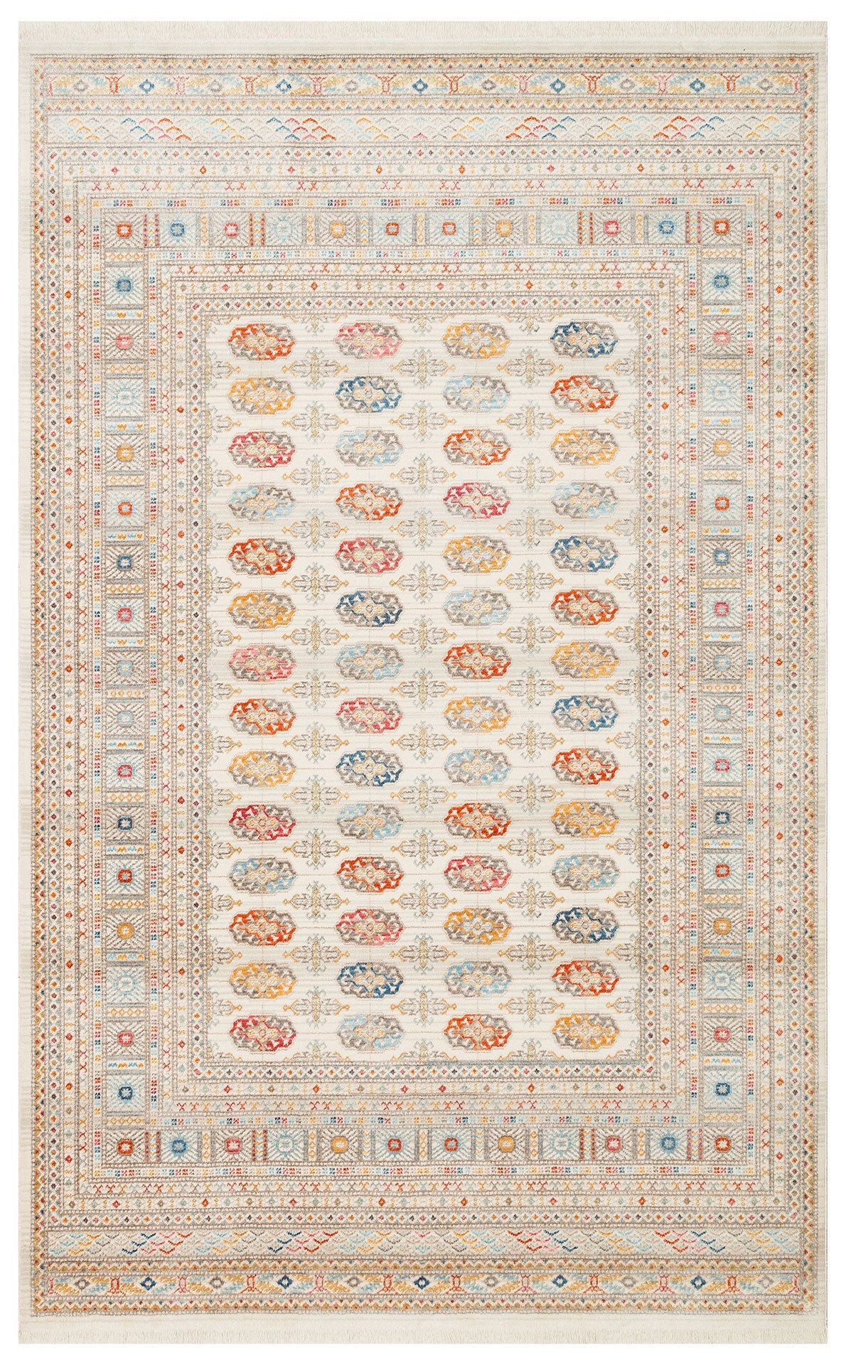 Geometric Area Rug – Machine Made Rug with Cream Area Carpet, Non Slip