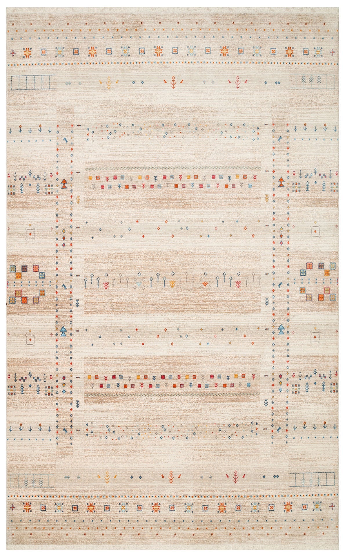 Cream Geometric Area Rug - Machine Made Rug With Soft Texture & Dust Free Design