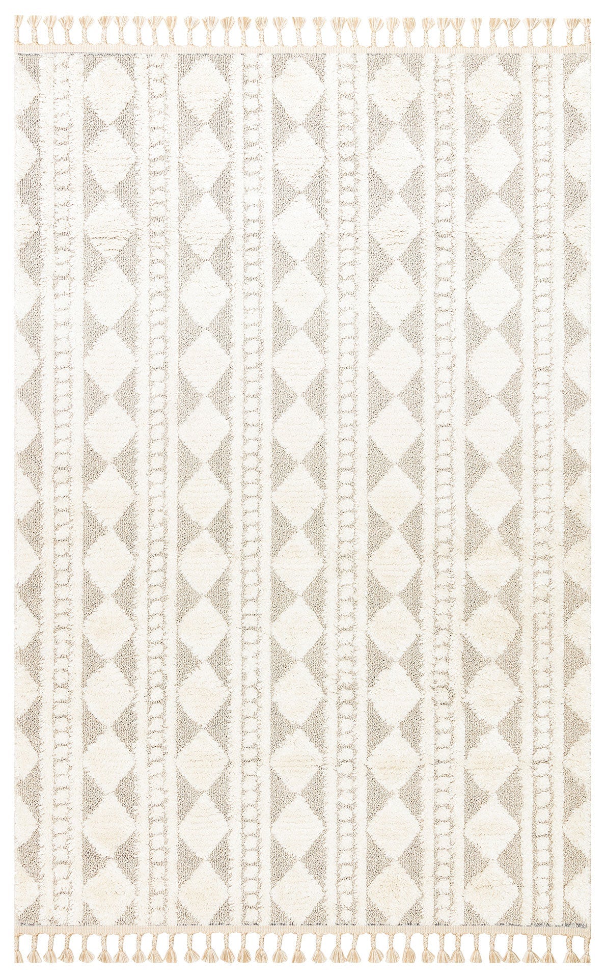 Beige Geometric Area Rug – Machine Made Rug With Soft Texture & Non Slip Backing