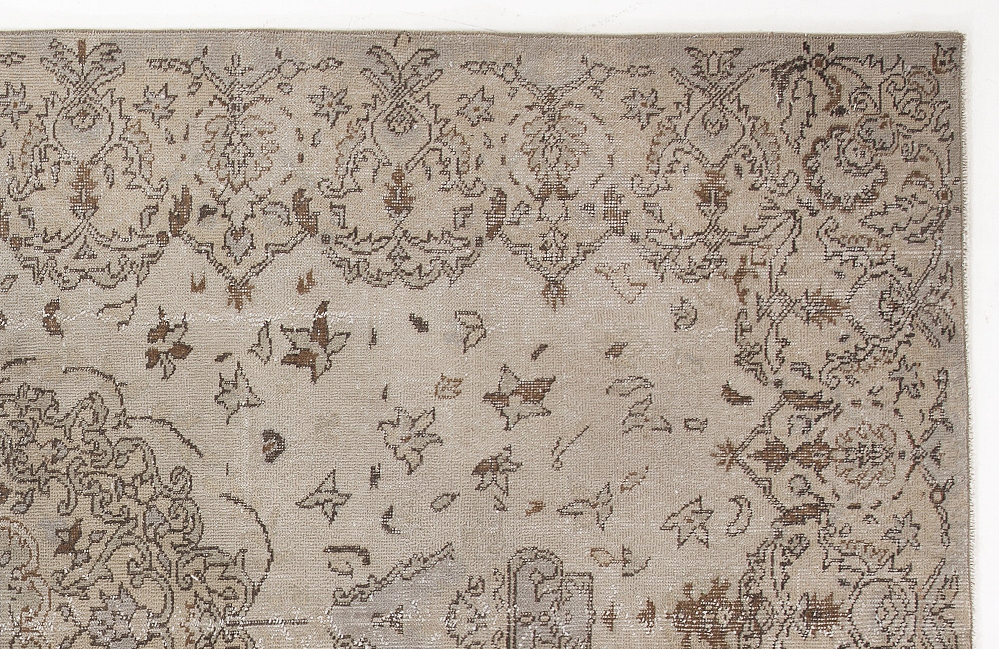 Atina Beige Vintage Wool Handmade Area Rug 5'10" x 9'7"