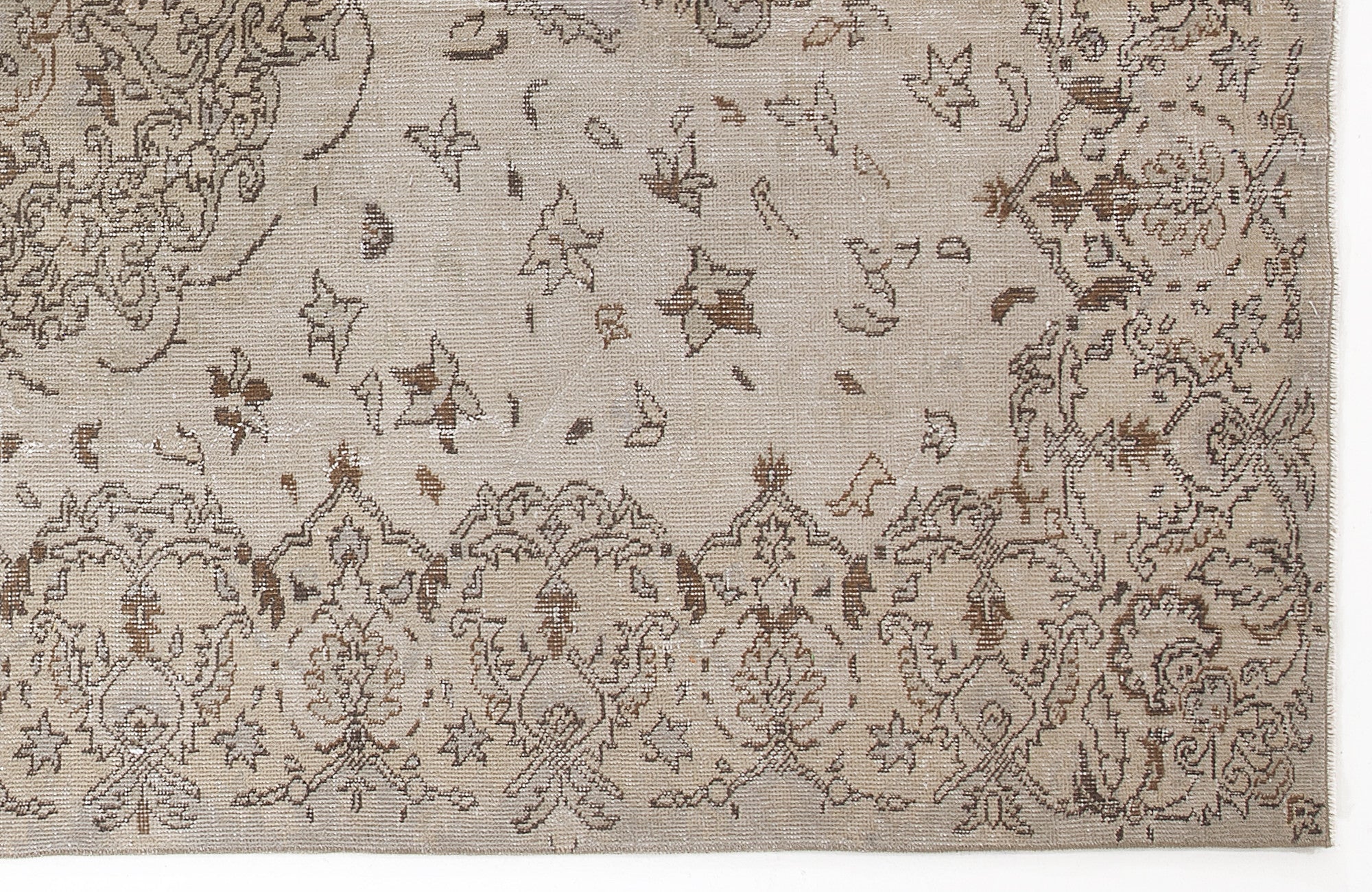 Atina Beige Vintage Wool Handmade Area Rug 5'10" x 9'7"